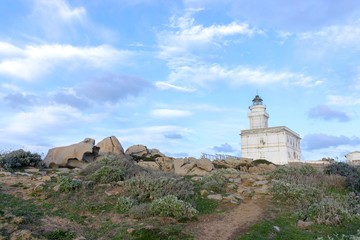 Fototapeta na wymiar Capo Testa lighthouse