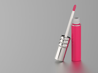 3D illustration pink red lip gloss