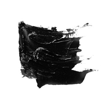 Photo of colorful black brush stroke oil paint isolated
