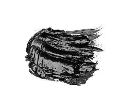 Photo of colorful black brush stroke oil paint isolated
