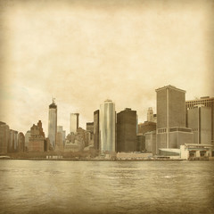 New York City skyline. Grunge and retro style.