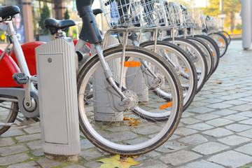 Bicycles at a parking.