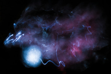 Nebula in space near the planet, picture light, abstract background