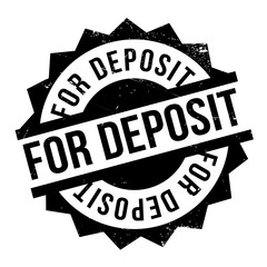 For Deposit rubber stamp. Grunge design with dust scratches. Effects can be easily removed for a clean, crisp look. Color is easily changed.
