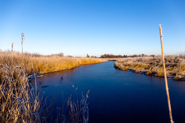 Windmill near Sande at cold winter morning