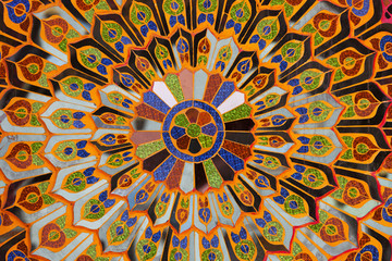 Colorful glass mosaic at a Buddhist temple 