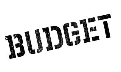 Budget rubber stamp. Grunge design with dust scratches. Effects can be easily removed for a clean, crisp look. Color is easily changed.