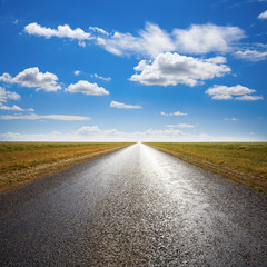 Desert Road and Dramatic Sky