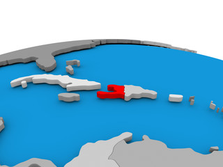 Haiti on globe in red