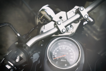 Fototapeta premium Gauges of old classic motorcycle, vintage effect