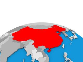 China on globe in red