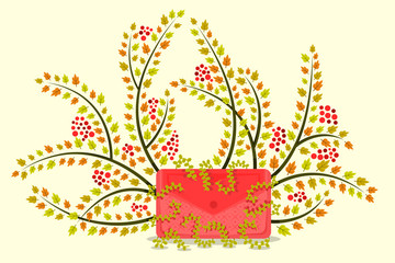 Beautiful and Detail Flora Bag Illustration