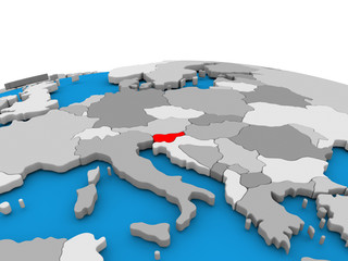 Slovenia on globe in red