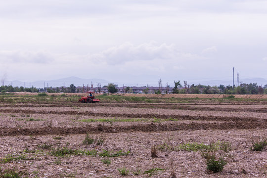 Tractor in field