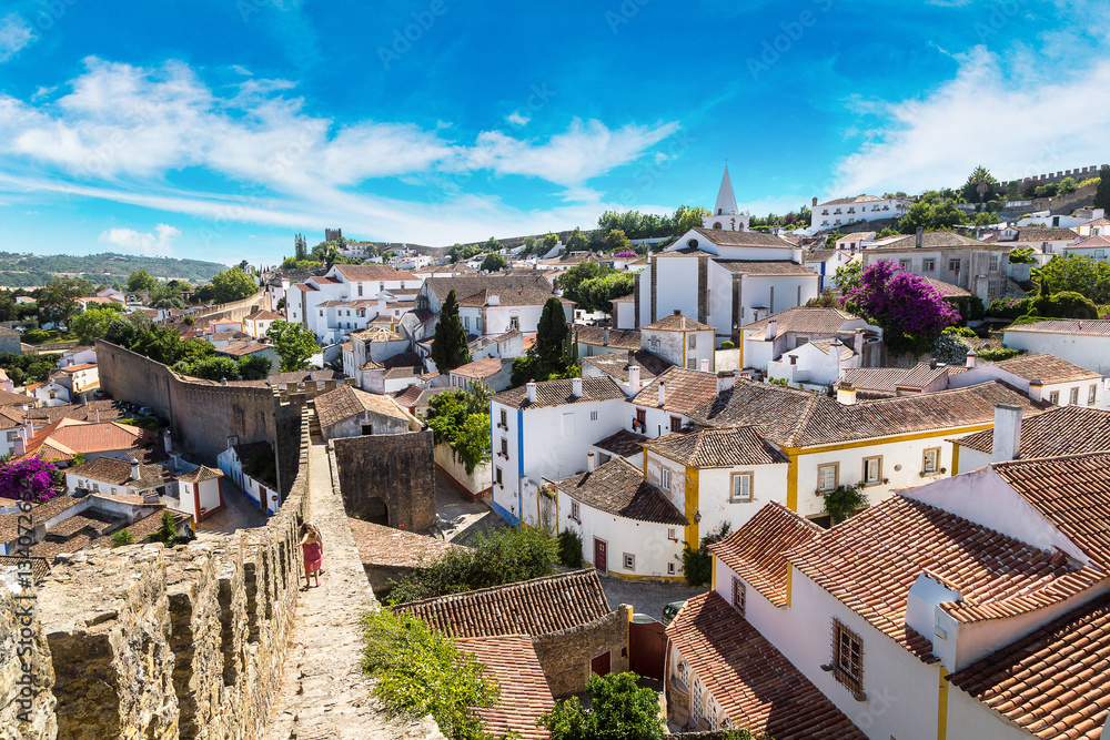 Sticker panoramic view of obidos