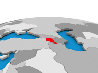 Armenia on globe in red