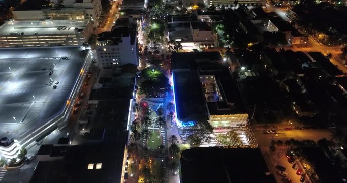 Aerial drone video of beachfront hotels in Miami Beach Florida 4k 24p