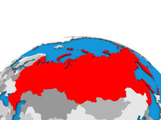Russia on globe in red