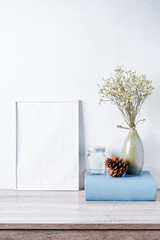 mock up frame with on vintage, interior background