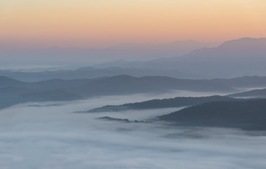 Fototapeta premium Landscape of Sa Mur Dao mountain view point. Nan province, Thailand.