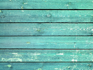Rustic old plank background in turquoise, mint and white colors