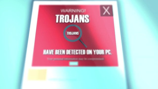 Computer Trojans Pop Up Dialogue Box of  a Computer Virus notification