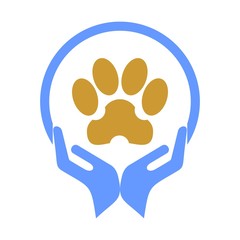 Paw care logo vector