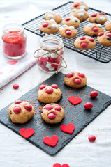 Homemade shortbread cookies with red candies