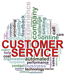 Circular shape customer service wordcloud