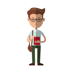 young boy cartoon wearing casual clothes over white background. colorful design. vector illustration