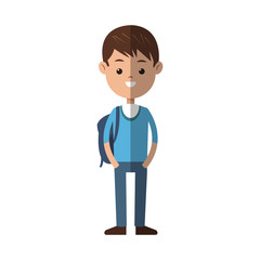 young boy cartoon wearing casual clothes over white background. colorful design. vector illustration