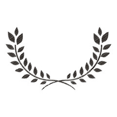 striped monochrome half crown with olive long branch vector illustration