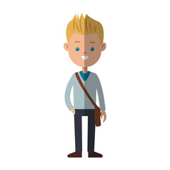 young boy cartoon wearing casual clothes over white background. colorful design. vector illustration