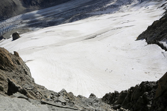 Le Glacier d'Argenti&egrave;re. Vue depuis l'Aiguille des Grands Montets (3.300 m). Argenti&egrave;re.. Glacier of Argenti&egrave;re. View from the Aiguille des Grands Montets (3.300 m). Argentiere.