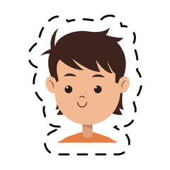 young boy face cartoon icon over white background. colorful design. vector illustration