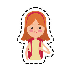 happy young woman cartoon icon over white background. colorful design. vector illustration