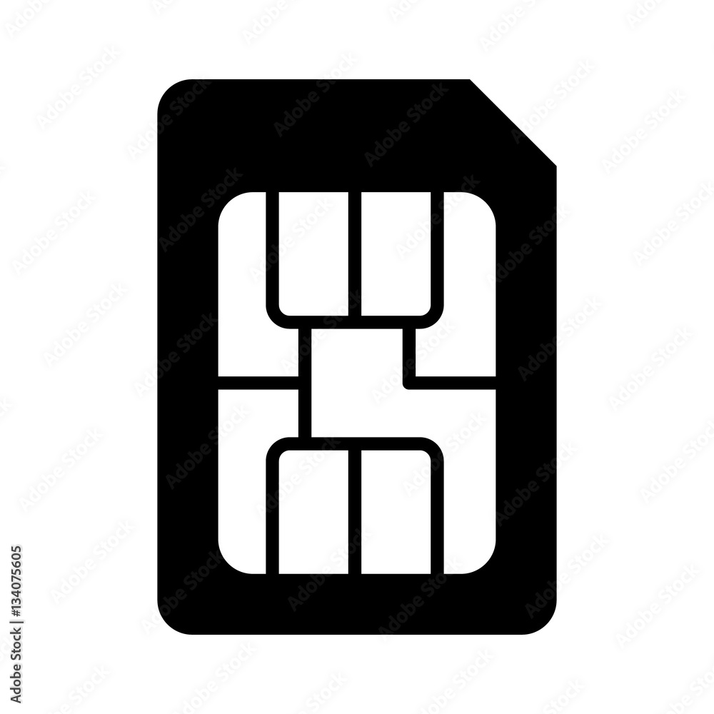 Poster sim card or subscriber identity / identification module chip flat vector icon for apps and websites