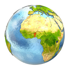 Benin in red on full Earth