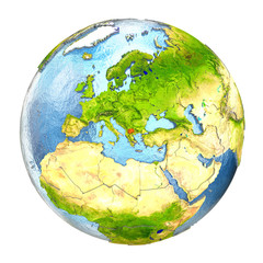 Macedonia in red on full Earth