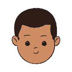 Obraz premium happy boy face cartoon icon over white background. colorful design. vector illustration