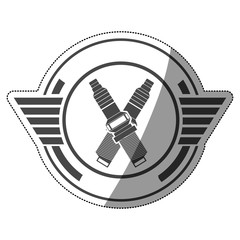 sticker spark plug award in monochrome with half shaded vector illustration