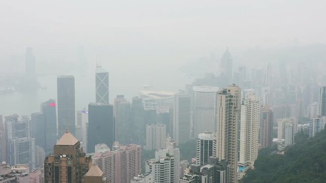 panoramic view of Hong Kong skyscrapers from the peak