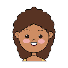happy girl face cartoon icon over white background. colorful design. vector illustration
