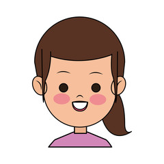 happy girl face cartoon icon over white background. colorful design. vector illustration