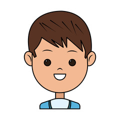 happy boy face cartoon icon over white background. colorful design. vector illustration