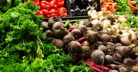 Close-up of fresh vegetables in organic section