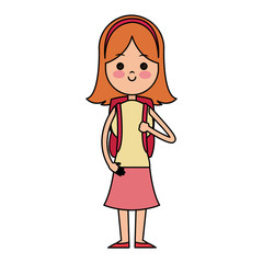 happy girl wearing casual clothes cartoon icon over white background. colorful design. vector illustration