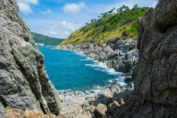 Fototapeta na wymiar view of seascapes prothep cape viewpoint at phuket, thailand 