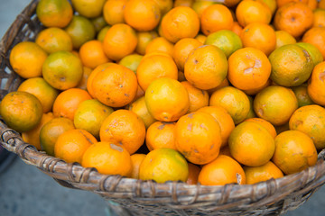 fresh small oranges from garden