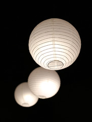 Japanese lantern hanging in dark